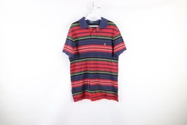 Vtg 90s Ralph Lauren Mens Large Custom Fit Rainbow Striped Collared Polo Shirt - £39.43 GBP