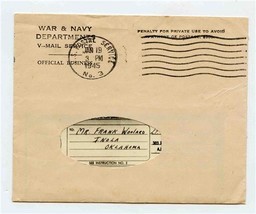 1945 War &amp; Navy Department V Mail Service Letter and Envelope England - $17.82