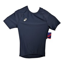 Asics Mens Compression Shirt Navy Blue Large Short Sleeve - $25.39