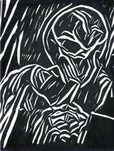 Skeletons lover original art ink drawing skull abstract horror illustration - £23.91 GBP