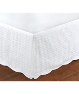 White Quilted Bed Skirt Dust Ruffle Matelasse Tailored 16&quot; Drop (King) - £72.84 GBP