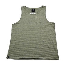 Split Shirt Mens L Green Sleeveless Round Neck Pinstripe Pocket Knit Tan... - $18.69