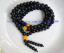 Free Shipping - Tibetan Buddhist natural black  jade meditation yoga 108 Prayer  - £23.97 GBP