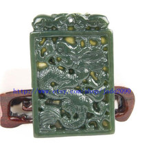 Free Shipping - Amulet auspicious green jade Dragon Natural Green jadeite jade C - £20.77 GBP