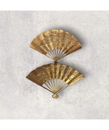 Vtg Dragon Brass Asian /Oriental Style Hand Fans Raised Dragon Wall Decor - $28.95