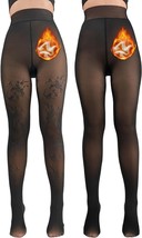 2 Pack Fleece Lined Tights for Women - Winter Fake Translucent Warm (Size:M) - £16.73 GBP