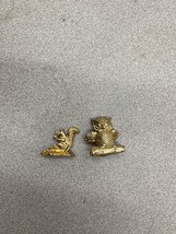 Vintage Brass Owl And Squirrel Figurine Paperweight Decor Collectible - £12.45 GBP