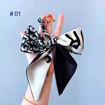 Elegant Silk Scarf Butterfly Bow Keychain Handbag Charm - £3.59 GBP
