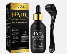 5% Minoxidil Beard Growth Oil + Derma Roller Hair Growth Serum Biotin &amp;Collagen - $22.98