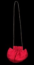 Vintage La Regale Red Pleated Satin Evening Bag Gold Frame Chain 90s Purse image 3