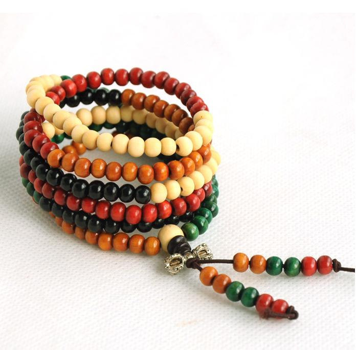 Free Shipping -  Tibetan Buddhism Colorful sandalwood meditation yoga 216 Beads  - £15.97 GBP