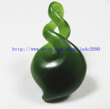 Free Shipping - green jade Amulet pendant ,  Natural green jade carved Blessing  - $19.99