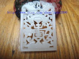 Free Shipping - good luck Natural white jade carved prayer Blessing  Health Amul - £15.89 GBP