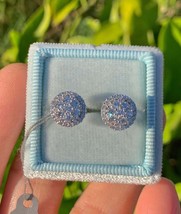 1.50Ct Moissanite/Simulated Diamond Cluster Hoop Earrings 14K White Gold Plated - £69.07 GBP+