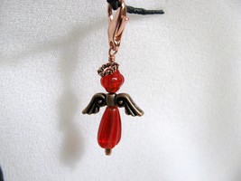 Bright Red Glass and Copper Angel Earrings RKMixables RKM389 - £12.09 GBP