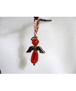 Bright Red Glass and Copper Angel Earrings RKMixables RKM389 - £11.95 GBP
