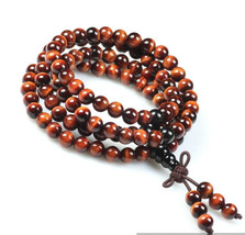 Free Shipping - Tibetan Buddhism 7 mm natural Red Tiger Eye 108 Beads meditation - £24.17 GBP