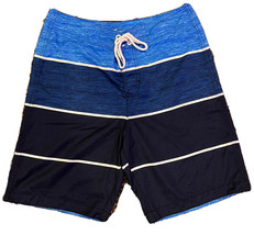 Hollister Mens Medium Board Shorts Swim Trunks Unlined Shades Of Blue And White - £11.59 GBP