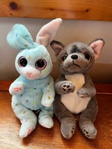 Lot of Ty Blue Plush BLUFORD Cut Bunny Rabbity &amp; Gray WILFRED Stuffed An... - $14.89