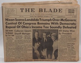 Vintage Toledo Lame Novembre 8 1972 Richard Nixon Éléction Journal - £40.37 GBP