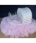 Pink and Silver Baby Shower Princess Bassinet Diaper Cake Centerpiece Gift - $80.00