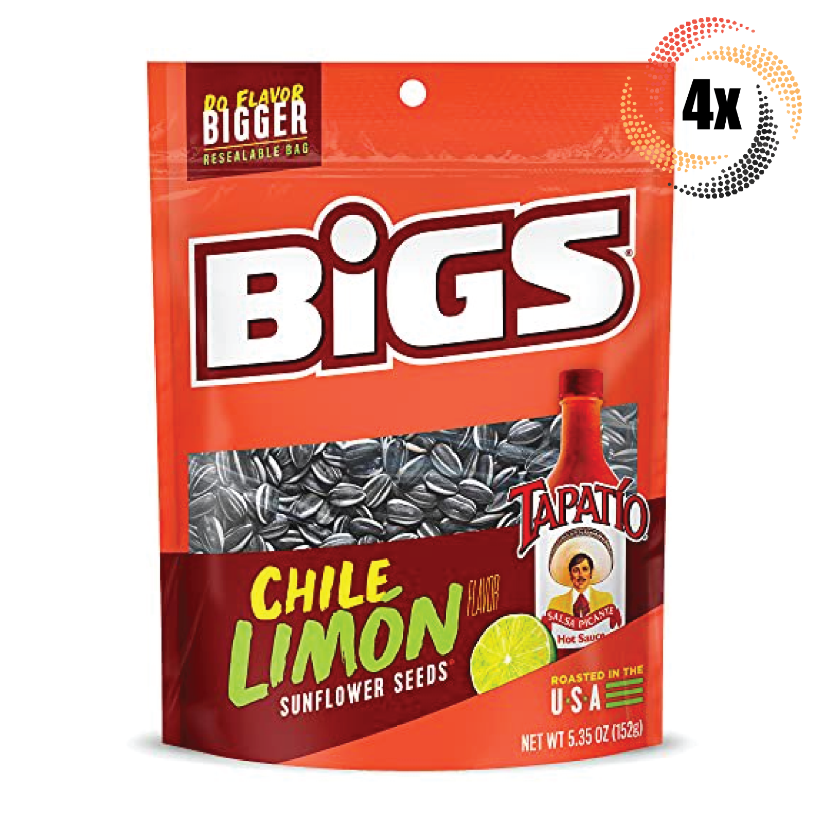 4x Bigs Chile Limón Flavor Sunflower Seed Bags 5.35oz Do Flavor Bigger! - $21.54