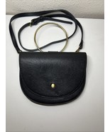 Anthropologie Veronica Ring Bag Black Crossbody Bracelet Handle Half Moo... - $38.48 CAD