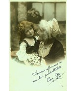 P019-GRANDMOTHER Child-Daisies EDWARDIAN Photo Postcard - £7.80 GBP