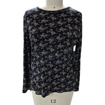 90s Y2K VTG Lauren Ralph Lauren 100% Cotton Top Black/Beige Toile Floral... - $28.71