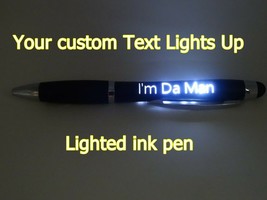 Custom Lighted ink pen with YOUR own text ! - £9.03 GBP