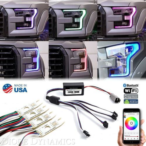 15-17 Ford F-150 RGBW LED Color Changing Headlight Accent Bars w/ Bluetooth Set - $180.00
