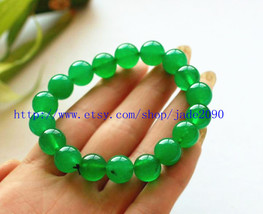 Free Shipping - green jadeite jade bracelet Green jadeite Jade Round bea... - $23.00