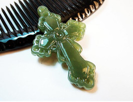 Free Shipping - Good luck  natural  green jade Cross charm  jade Pendant... - $25.99