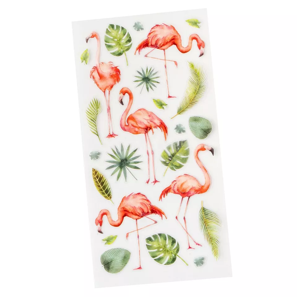 Flamingo palm leaves stickers DIY Craft Planner Scrapbook - $8.99