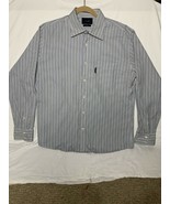 Faconnable Mens Button Up Long Sleeve Dress Shirt Light Blue Striped Siz... - £15.52 GBP