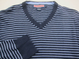 GORGEOUS Vineyard Vines Cotton Wool Sillk Dark Blue Stripe Sweater M - £28.11 GBP
