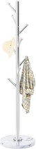 Coat Rack With Natural Marble Base, Solid 201 Stainless Steel Coat Rack, Silver - £88.51 GBP