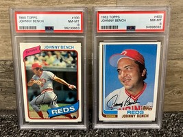 1980 Topps #100 Johnny Bench PSA 8 and 1982 Topps #400 PSA 8 - £31.73 GBP