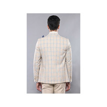 Men 3pc European Vested Suit WESSI by J.VALINTIN Extra Slim Fit JV31 Beige plaid image 7