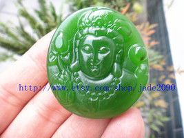 Free shipping -  natural green jadeite jade  Buddhist Kwan-Yin charm Pendant - j - £21.10 GBP