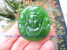 Free shipping - handmade natural green jadeite jade Buddhist Bodhisattva... - £20.59 GBP