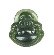 FREE SHIPPING Natural dark green  jade Happy /  happiness /  Compassion laughing - £20.77 GBP