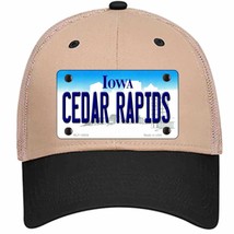 Cedar Rapids Iowa Novelty Khaki Mesh License Plate Hat - £22.71 GBP