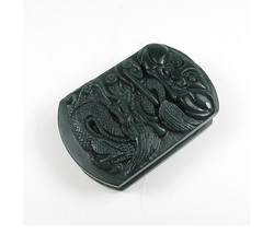 Free Shipping - fahion Natural Green jade carved Chinese Dragon charm jade Penda - £19.52 GBP