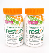 Fergon Iron Restore Gentle Stomach Chewable Tablets 60ct Lot of 2 BB03/24 - £30.89 GBP