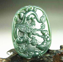 Free Shipping - Real green jadeite jade , Hand- carved Natural green dragon and  - £16.01 GBP