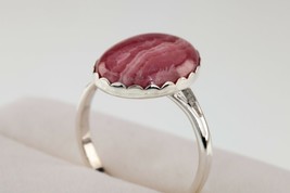 Oval Pink Agate Sterling Silver Ring Size 10 - $1,294.46 MXN