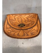 Vintage Hand Tooled Brown Leather Purse Bag Western Hippy Boho Fashion J... - $1,054.02 MXN