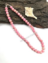 Natural Pink Sea Sediment 8x8 mm Beads Stretch Necklace Adjustable AN-2 - £6.99 GBP