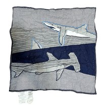 NEW Pottery Barn KIDS Patchwork Shark Quilted EURO Square Sham - £43.47 GBP